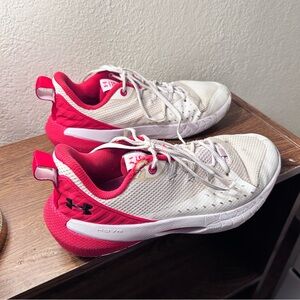 Under Armour Red and White Athletic Shoes